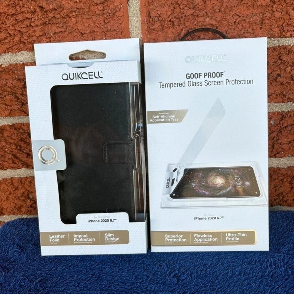 Quikcell iPhone 12 Pro Max Black Folio Wallet Case + Glass Protector*